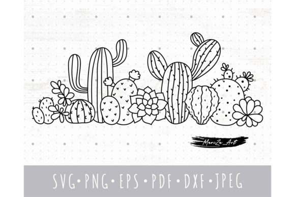 Cactus and Succulent Floral Border SVG Design Assets