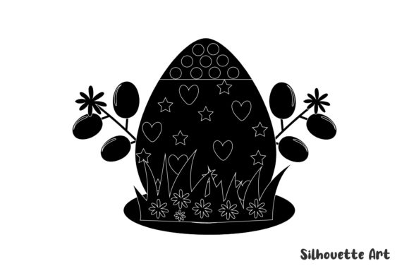 Easter Floral Egg Silhouette: A Modern Design Asset