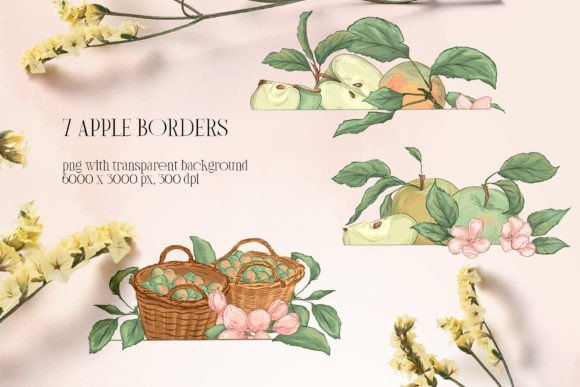 Elevate Your Designs with Apple Floral Borders