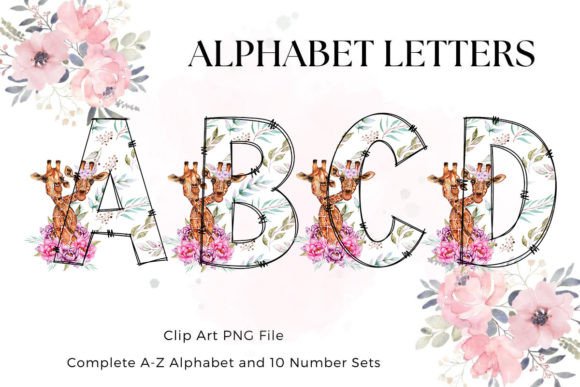 Giraffe Floral Doodle Alphabet Letters: A Versatile Digital Asset for Creative Projects