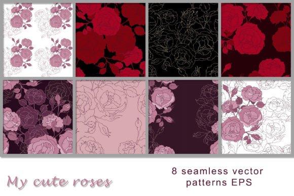 Romantic Floral Vector Patterns: A Hand-Drawn Rose Collection