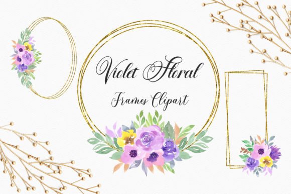 Violet Floral Frames Clipart: A Versatile Asset for Modern Creative Workflows