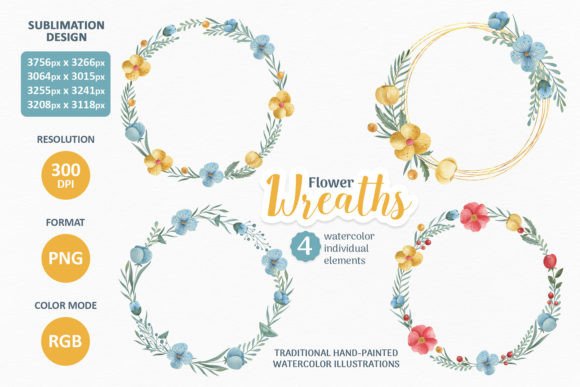 Watercolor Hand-painted Floral Wreaths: The Artistry of Modern Digital Clipart